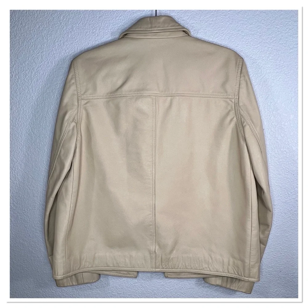 J Crew VINTAGE Women’s Beige Leather Jacket Sz M